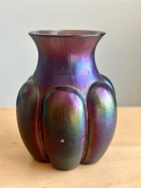 Vintage Antique Bohemian Rindskopf Iridescent Art Glass Vase